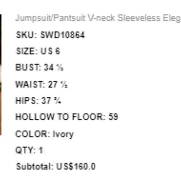 Ivory Jumpsuit/Pansuit V-neck Sleeveless (from Missacc.com) - Picture 8 of 8